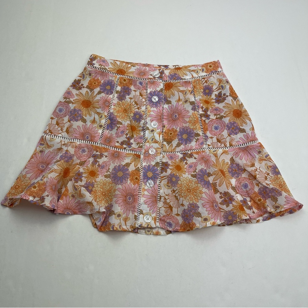 Tularosa Revolve Aurora Mini Skirt Lilac Retro Floral Womens‎ Size XS Cotton